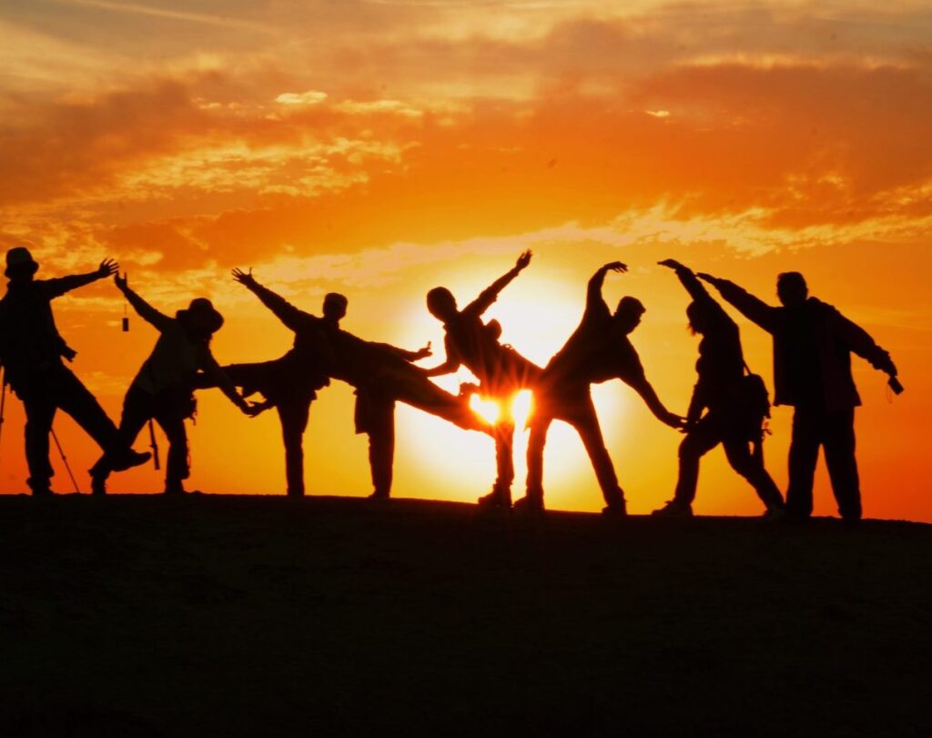 Silhouette of a Team having fun